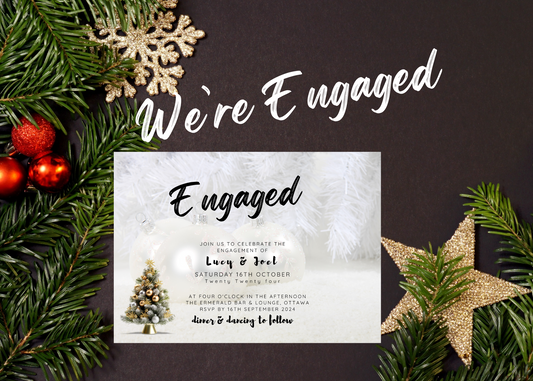 Christmas Wedding Engagement Announcement Digital Template, Printable Announcement, FD004