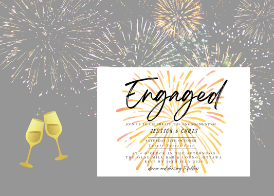 New Years Wedding Engagement Announcement Digital Template, Printable Announcement, FD004.2