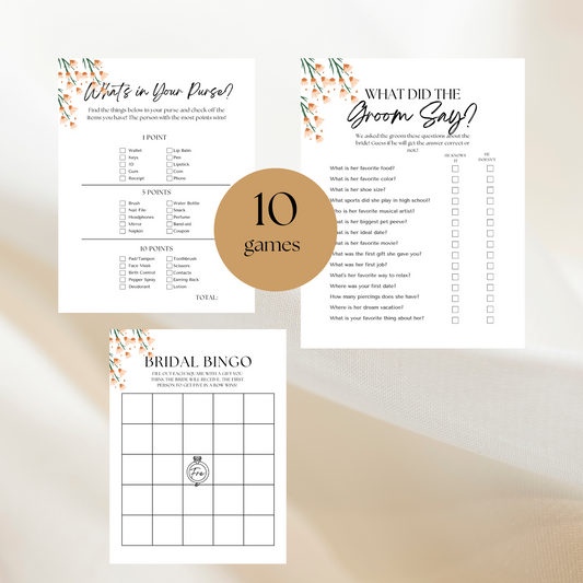 Wild Flower Digital Bridal Shower Games